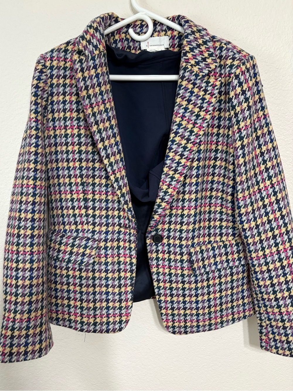 Anthropologie Multicolor Plaid Blazer with Zip In Jacket with Hood – Size Medium